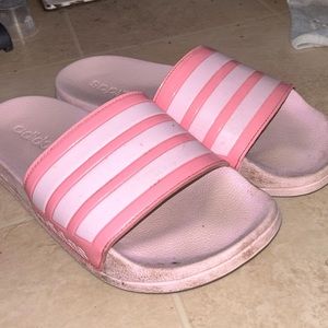 Pink adidas slides